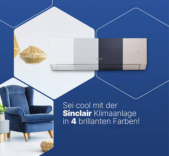 Marvin komfortable Klimaanlage von Sinclair in 4 Farben und modernem Design